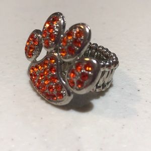 Paw Stretch Orange Rhinestones Ring